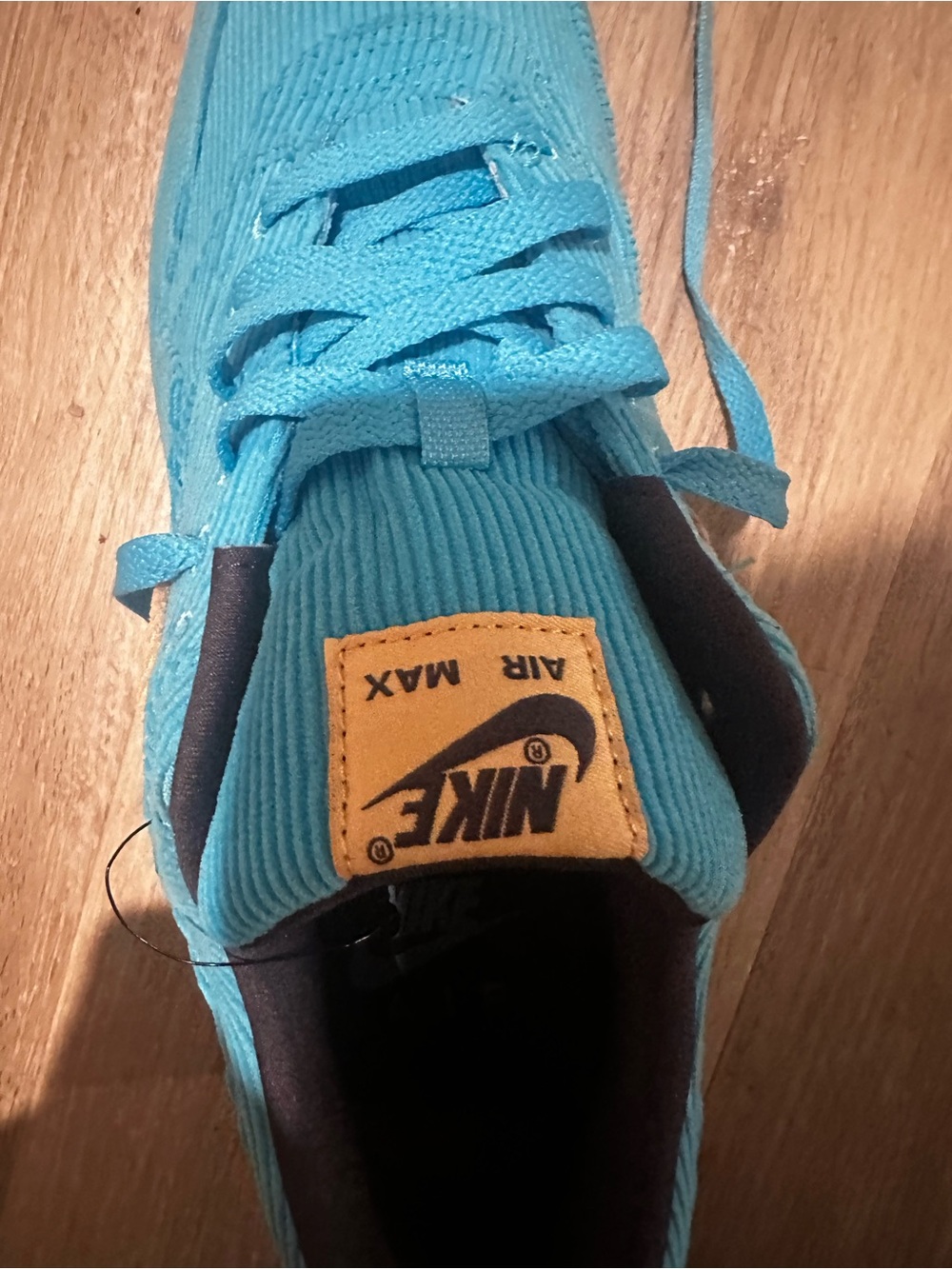 Nike Blue Corduroy Sneakers with Tan Swoosh - Picture 5 of 6